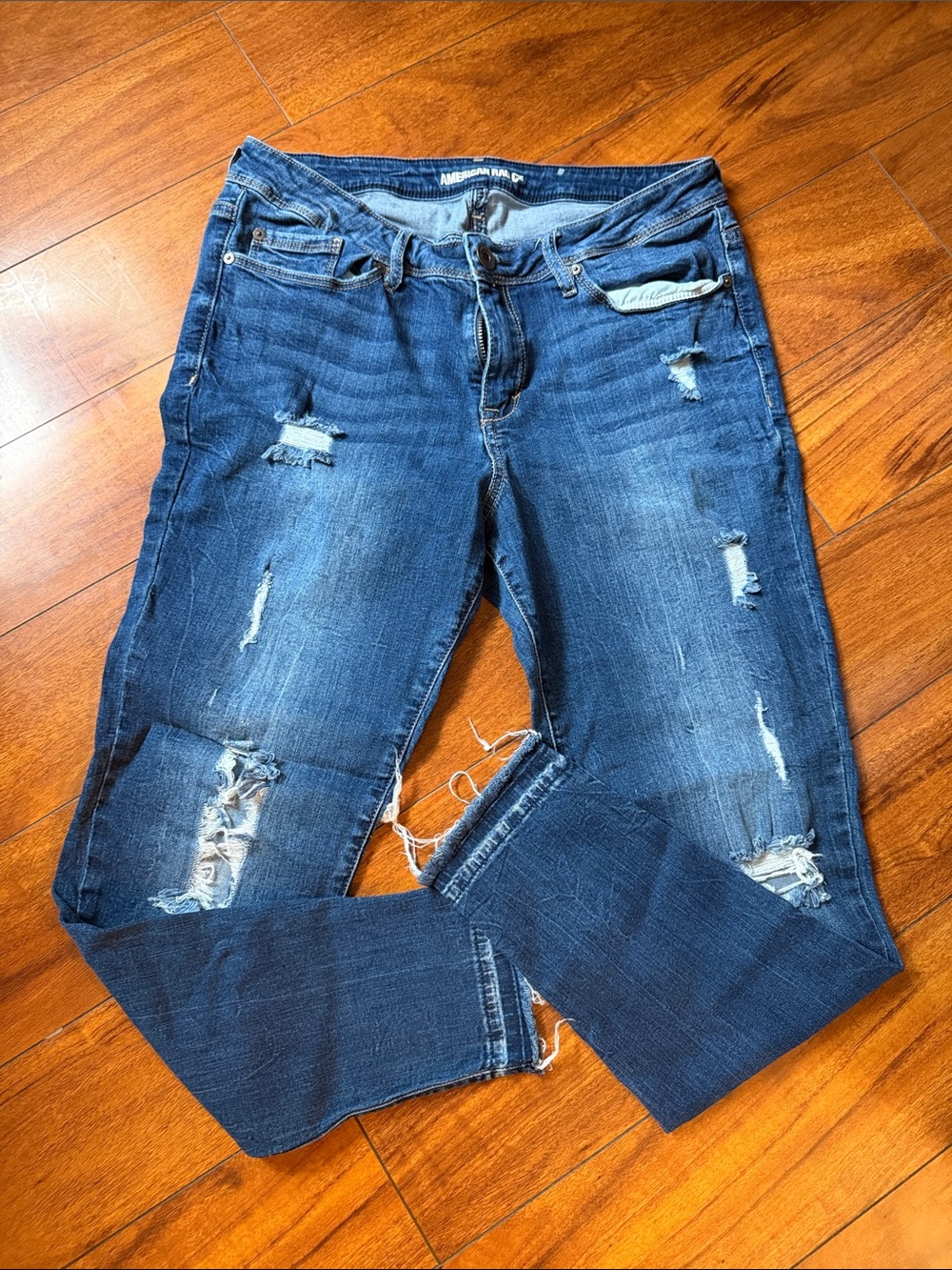 American Rag Women's Distressed Dark Blue Skinny Jeans